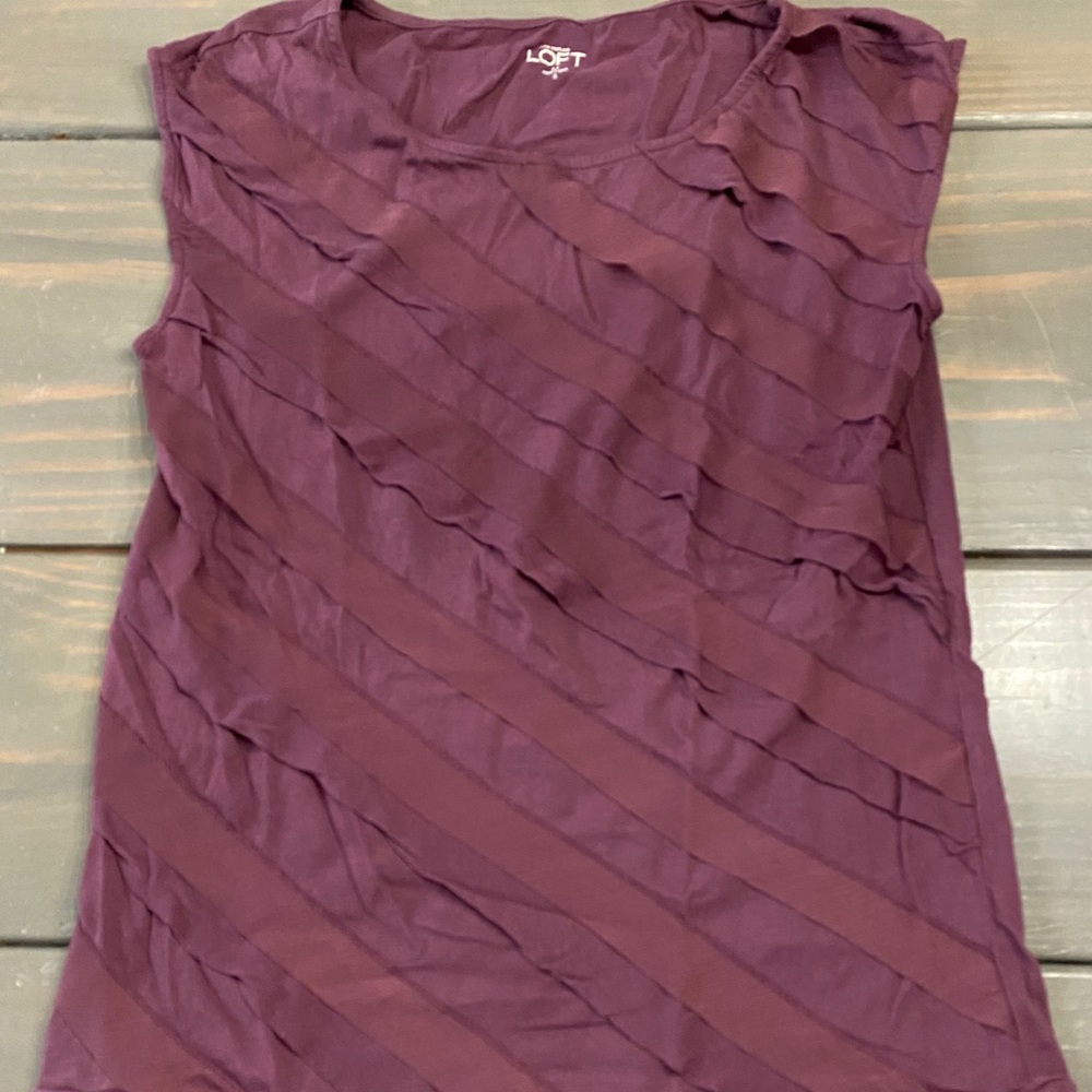 Super cute purple ruffle front tee